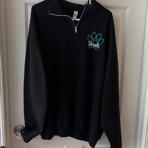 Jerzees Black Sweatshirt with Teal Paw Print